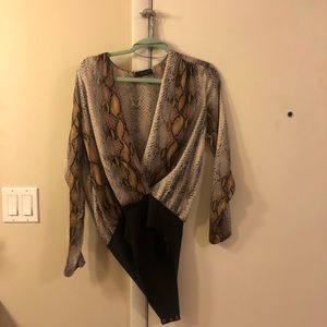 Zara snakeskin bodysuit.